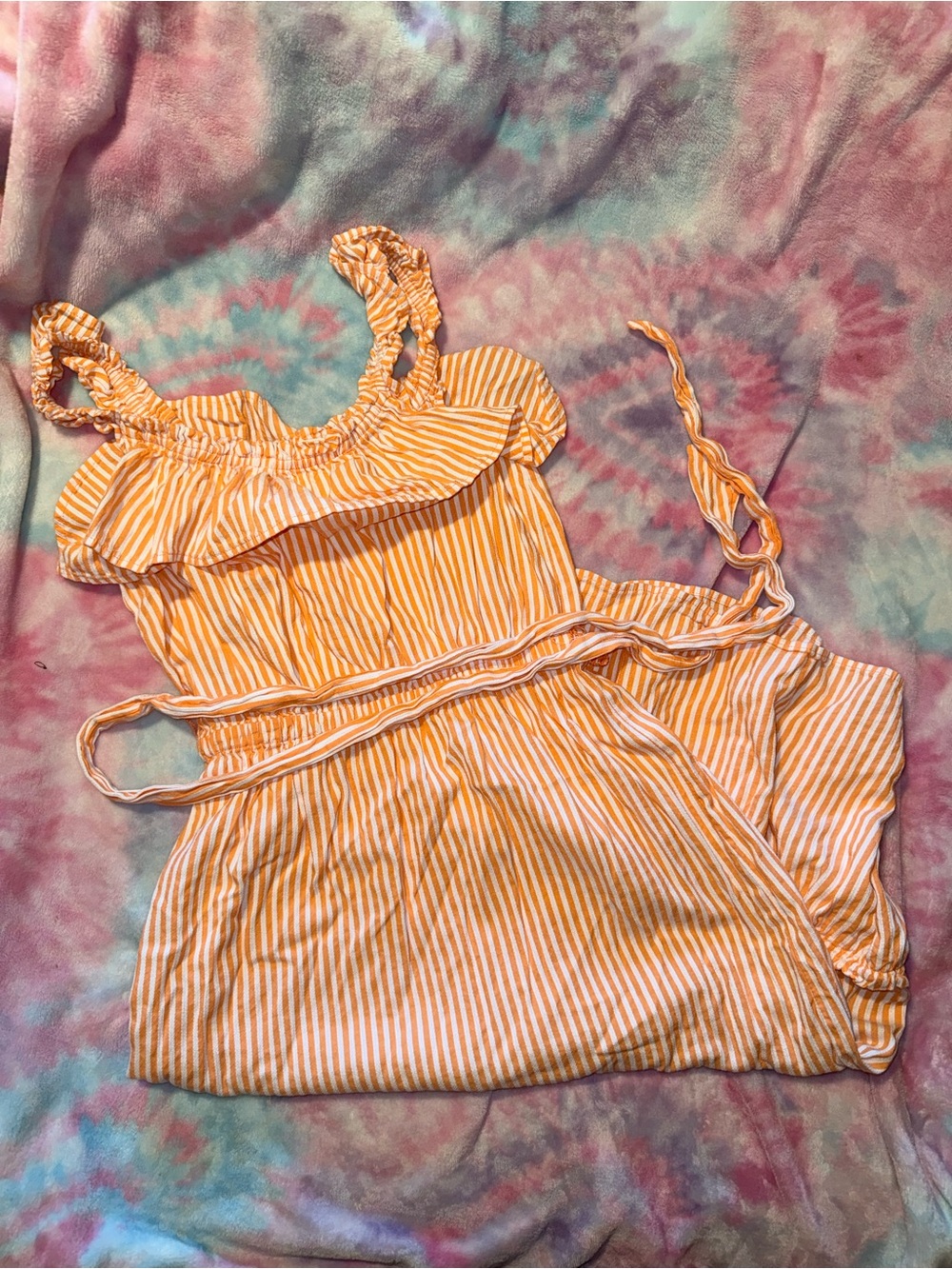 Michael Kors Orange and White Striped Sundress